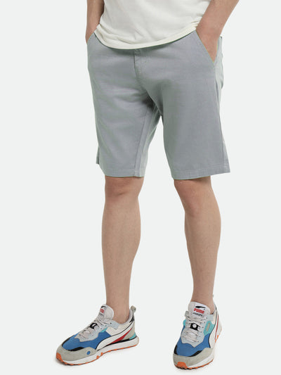 Men's Grey Solid Regular Fit Stretchable Shorts