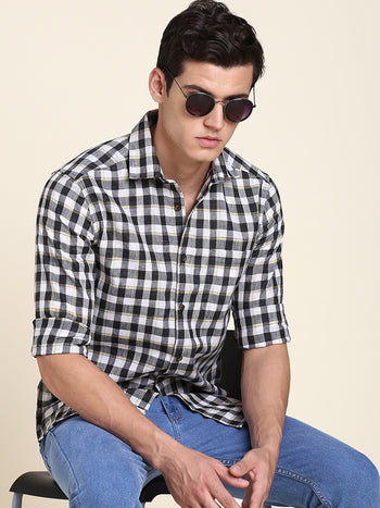 Men's Black Checkered Shirts