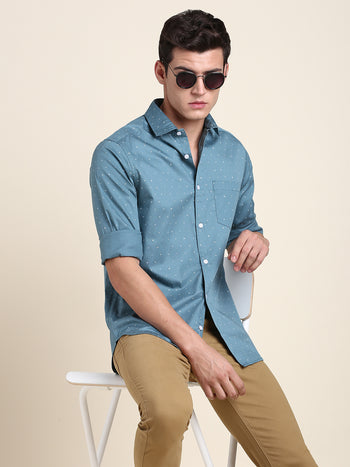 Men's Comfortable And Stylish Blue Casual Shirt