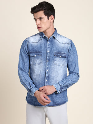 Men's Comfortable And Stylish Indigo Casual Shirt