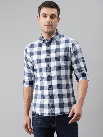 Men's Checks Slim Fit Cotton Casual Shirt With Single Patch Pocket
