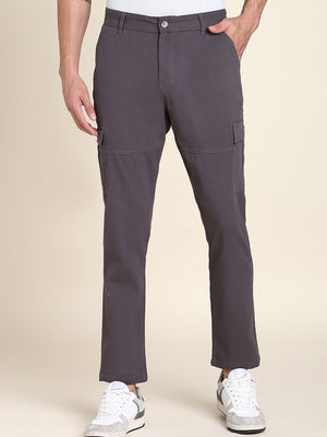 Men's 6 Pocket Dark Grey Solid Cargo
