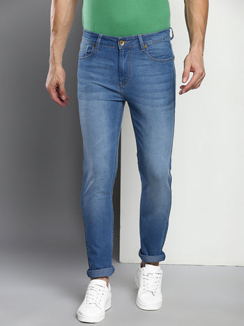 Men's Medium Blue Slim Fit Mid Rise Denim Jeans