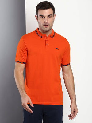 Men's Casual Slim Fit T-Shirt Half Sleeves Polo Neck Solid Pure Cotton T-Shirt