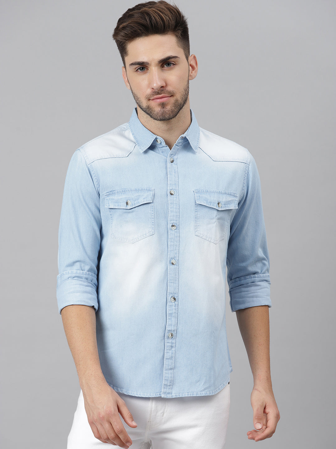 Men's Classic Denim Shirt (Lightblue) LIGHTBLUE S - Main Image