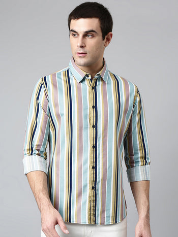 Men's Cotton Printed Pink Slim Fit Casual Shirt