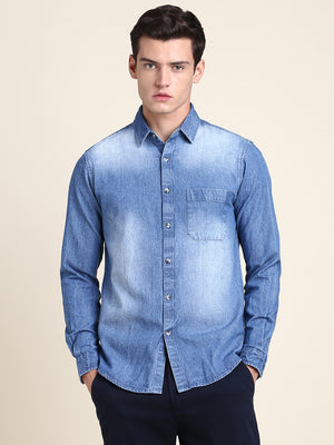 Men's Comfortable And Stylish Indigo Casual Shirt