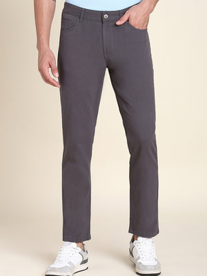 Men's Dark Grey Solid Chino