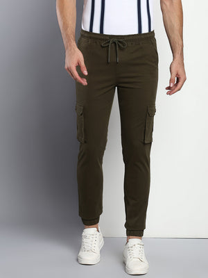 Men's Tapered Fit Cotton Joggers (Olive)