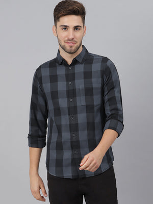 Men's Cotton Buffalo Check Slim Fit Casual Shirt With Pocket Full Sleeve Shirt For Formal & Casual Wear