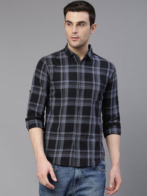Men's Cotton Checkered Slim Fit Casual Shirt With Pocket Full Sleeve Shirt For Formal & Casual Wear
