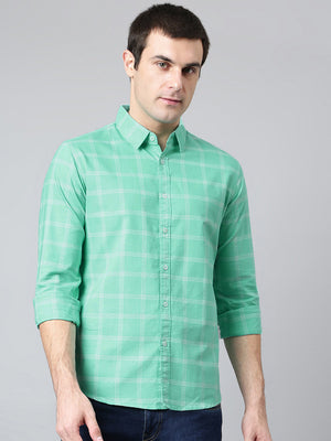 Men's Slim Fit Cotton Checks Full Sleeves Casual Shirt (C9012)