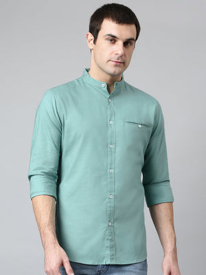 Men's Solid Slim Fit Cotton Casual Shirt With Cut Pocket