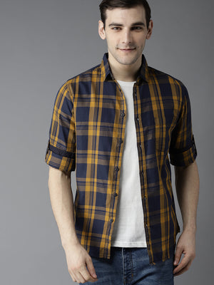 Men's Cotton Checkered Slim Fit Casual Shirt With Pocket Full Sleeve Shirt For Formal & Casual Wear