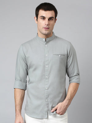 Men's Solid Slim Fit Cotton Casual Shirt With Cut Pocket