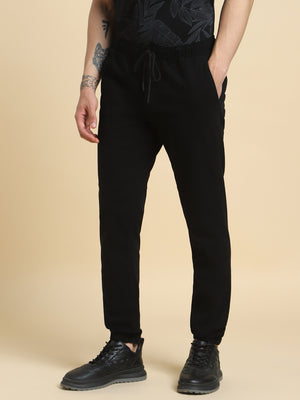Men's Mid Rise Plain Casual Joggers Trousers