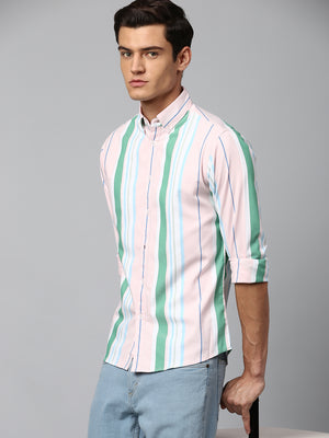 Men's Green Slim Fit Oxford Casual Shirt