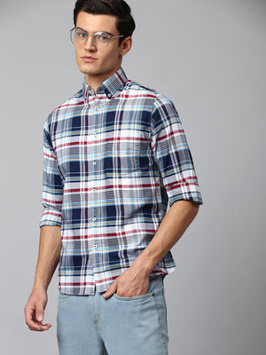 Men's Navy Slim Fit Oxford Casual Shirt