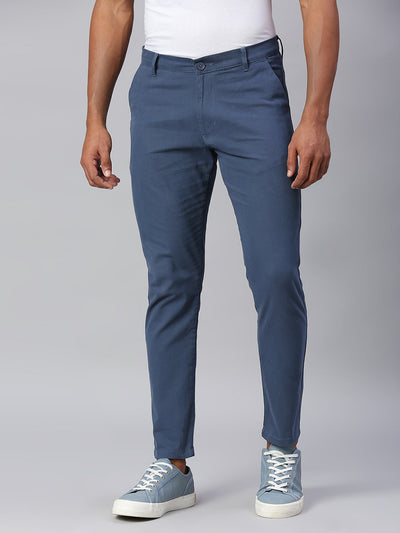 Dennis Lingo Men's Tapered Fit Cotton Chinos (Petrol Blue)