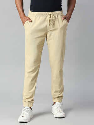 Men's Straight Fit Cotton Joggers (Lightkhaki)