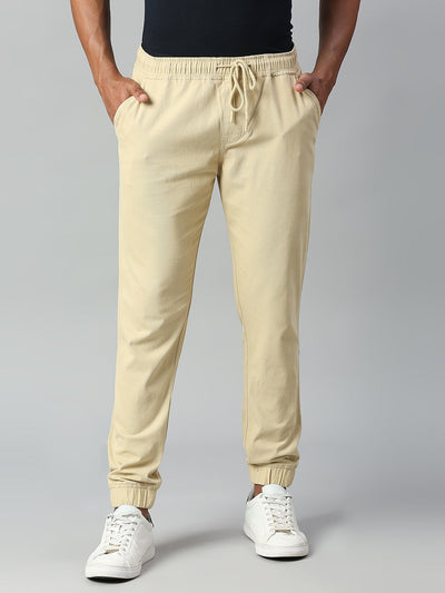 Dennis Lingo Men's Straight Fit Cotton Joggers (Lightkhaki)