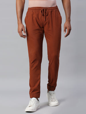 Men's Straight Fit Cotton Joggers (Rust)