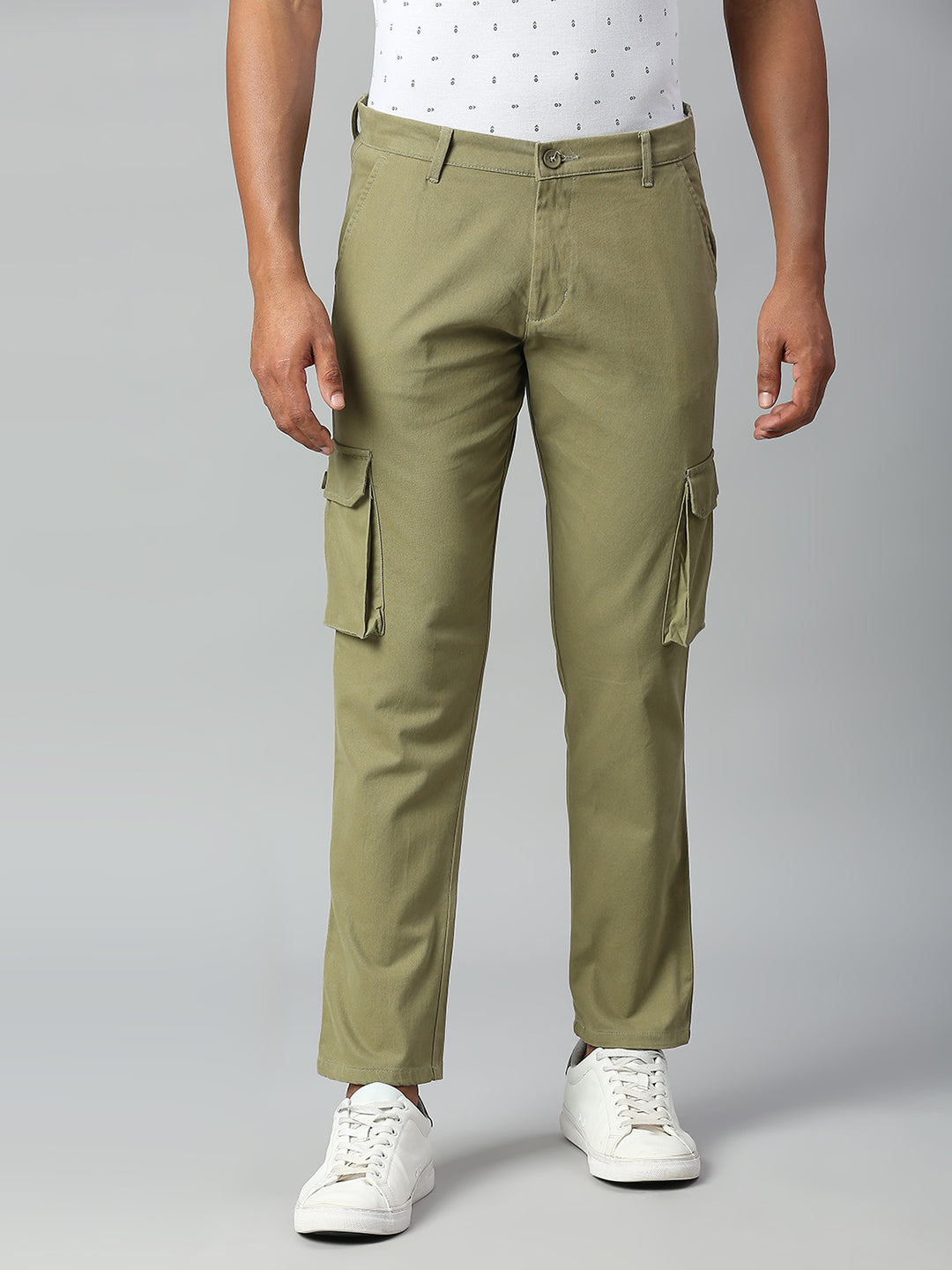 Mens Tapered Fit Cotton Cargo (LIGHT OLIVE)