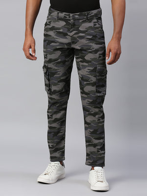 Men's Tapered Fit Camouflage Cotton Cargo (Natural Grey)