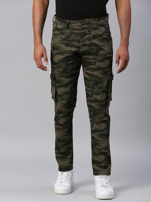 Men's Tapered Fit Camoflague Cotton Cargo (Natural Olive)