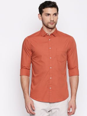 Men's Solid Dusty Orange Casual Shirt