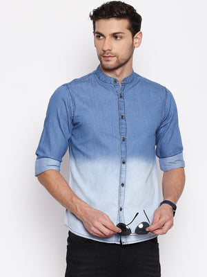 Men's Denim Medium Blue Slim Fit Casual Shirt