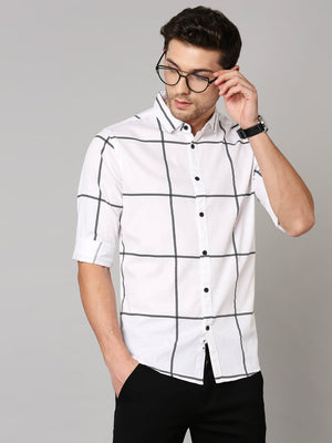 Men's Cotton Big Check Slim Fit Casual Shirt