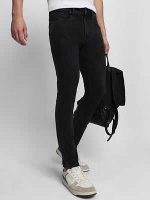 Men's Slim Fit Washed Black Stretchable Jeans