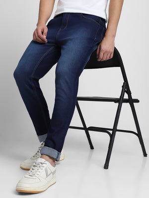 Men's Slim Fit Washed Indigo Stretchable Jeans