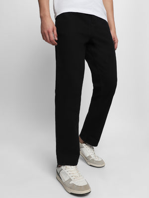 Men's Straight Fit Rinse Black Stretchable Jeans