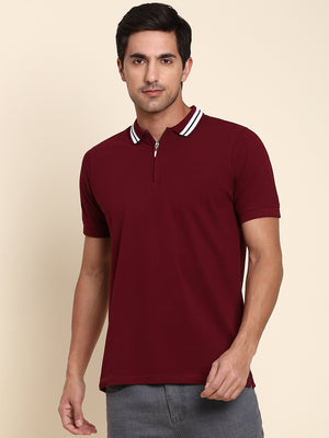 Men's Comfortable And Stylish Maroon Casual Polo Tshirt