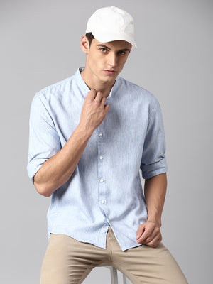 Men's Light Blue Solid Shirt