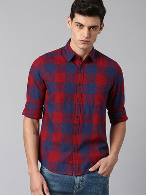 Men's Red Slim Fit Casual Shirt
