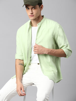 Men's Green Solid Shirt