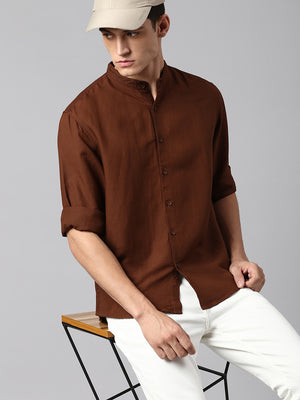 Men's Brown Solid Shirt