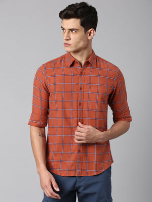 Men's Orange Slim Fit Casual Shirt