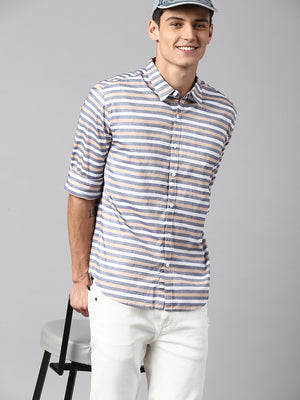 Men's Beige Stripe Shirt
