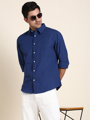 Men's Comfortable And Stylish Navy Casual Shirt
