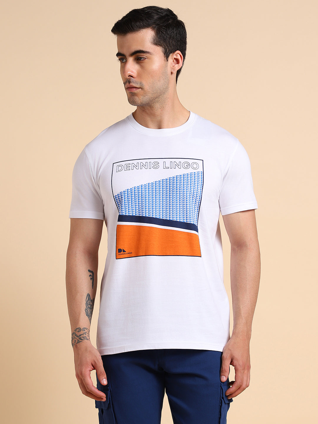 Dennis Lingo Printed Slim Fit T-shirt White S Cotton