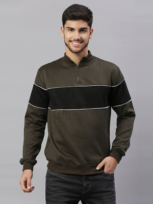 Men's Darkolive Regular Fit Winterwear Sweatshirts