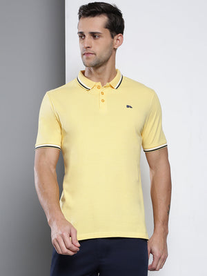 Men's Casual Slim Fit T-Shirt Half Sleeves Polo Neck Solid Pure Cotton T-Shirt