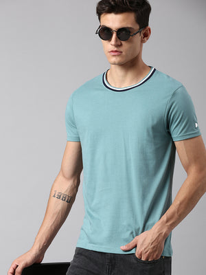 Men's Sea Green Solid T-shirt