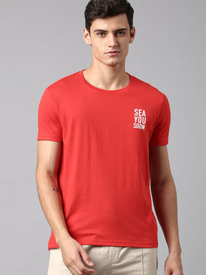 Men's Red Solid T-shirt