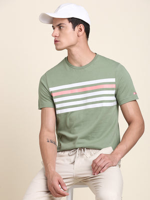 Men's Olive Print T-shirt