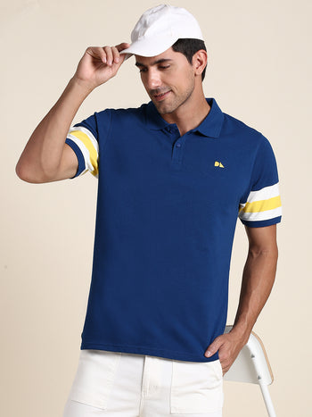 Men's Soft And Stretchy Fabric Blue Casual Polo Tshirt